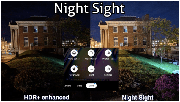 Night sight feature in cell phone